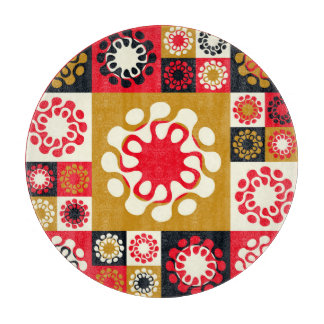 Aziatisch goud rood mozaïek, etnische stijl. snijplank