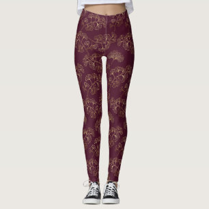 Aziatisch gouden botanisch patroon leggings