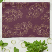 Aziatisch gouden botanisch patroon theedoek (Gevouwen)