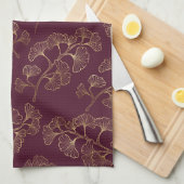 Aziatisch gouden botanisch patroon theedoek (Quarter Fold)