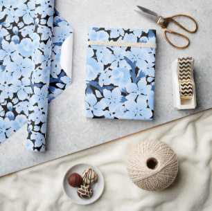 Aziatisch Japans Blauw Kersenbloesem Inpakpapier