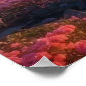 Aziatisch kasteel van de tuin zonsondergang poster (Hoek)