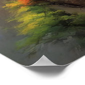 Aziatisch klooster met uitzicht op kleurrijke vall poster (Hoek)