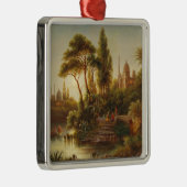 Aziatisch landschap in het avondlicht (kunst over  metalen ornament (Rechts)