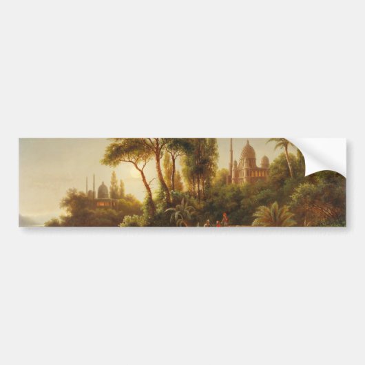 Aziatisch landschap in het avondlicht (Sunset Art) Bumpersticker (Voorkant)