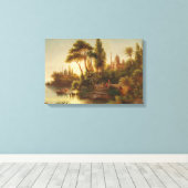 Aziatisch landschap in het avondlicht (Sunset Art) Canvas Afdruk (Insitu (Houten vloer))