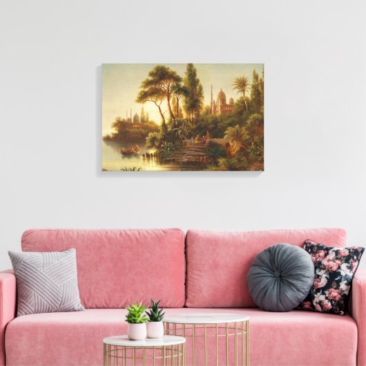 Aziatisch landschap in het avondlicht (Sunset Art) Canvas Afdruk (Insitu (Woonkamer))