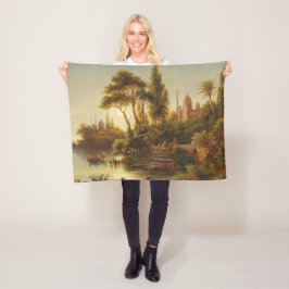 Aziatisch landschap in het avondlicht (Sunset Art) Fleece Deken