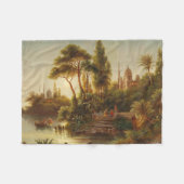 Aziatisch landschap in het avondlicht (Sunset Art) Fleece Deken (Voorkant (Horizontaal))