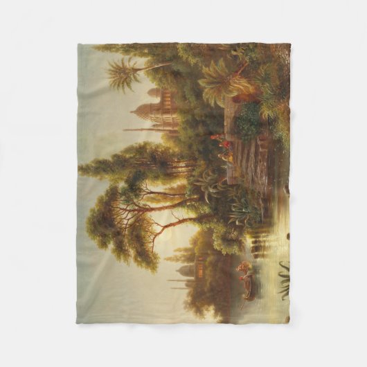 Aziatisch landschap in het avondlicht (Sunset Art) Fleece Deken (Voorkant)