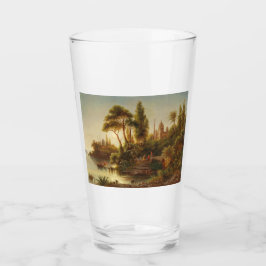 Aziatisch landschap in het avondlicht (Sunset Art) Glas