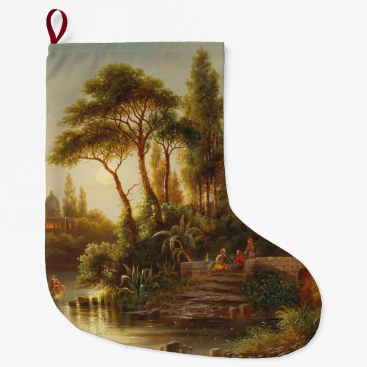 Aziatisch landschap in het avondlicht (Sunset Art) Grote Kerstsok (Voorkant)