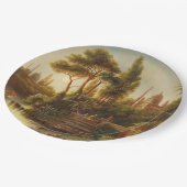 Aziatisch landschap in het avondlicht (Sunset Art) Papieren Bordje (Gekanteld)