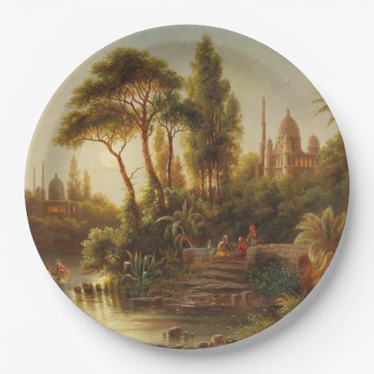 Aziatisch landschap in het avondlicht (Sunset Art) Papieren Bordje (Voorkant)