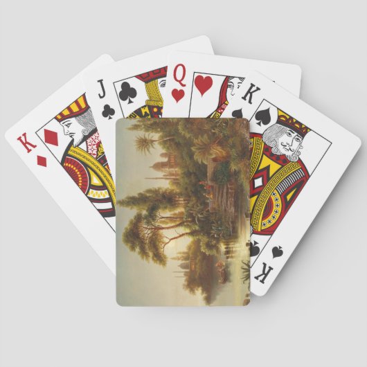 Aziatisch landschap in het avondlicht (Sunset Art) Pokerkaarten (Achterkant)