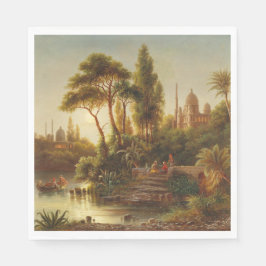 Aziatisch landschap in het avondlicht (Sunset Art) Servet