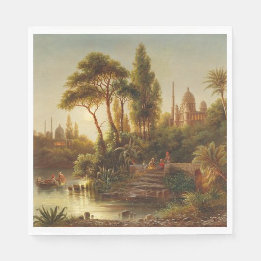 Aziatisch landschap in het avondlicht (Sunset Art) Servet (Voorkant)