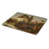 Aziatisch landschap in het avondlicht (Sunset Art) Snijplank (Hoek)