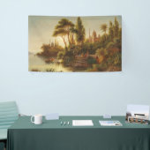 Aziatisch landschap in het avondlicht (Sunset Art) Spandoek (Beurs)