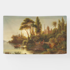 Aziatisch landschap in het avondlicht (Sunset Art) Spandoek