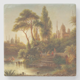 Aziatisch landschap in het avondlicht (Sunset Art) Stenen Onderzetter