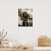 Aziatisch man in de samurai-armor poster (Keuken)