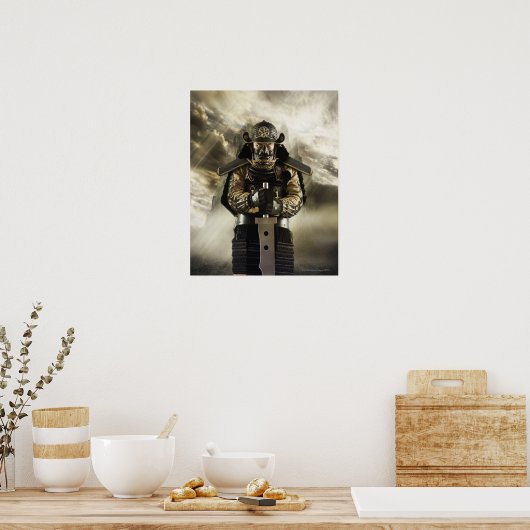 Aziatisch man in de samurai-armor poster (Keuken)