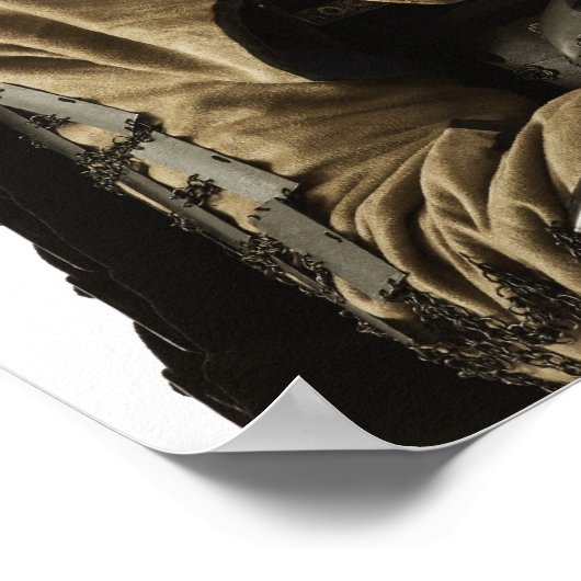 Aziatisch man met samurai-armband poster (Hoek)