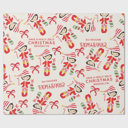 Aziatisch meisje Elf personaliseren Cadeaupapier (Vlak)