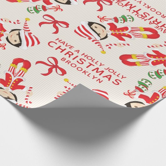 Aziatisch meisje Elf personaliseren Cadeaupapier (Hoek)
