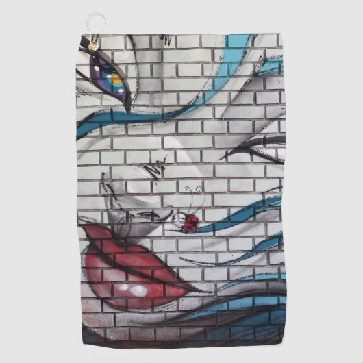 Aziatisch Meisje Graffiti Golfhanddoek (Voorkant)
