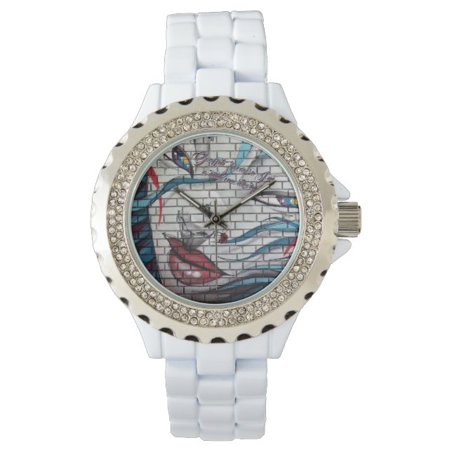 Aziatisch Meisje Graffiti  Horloge (Voorkant)