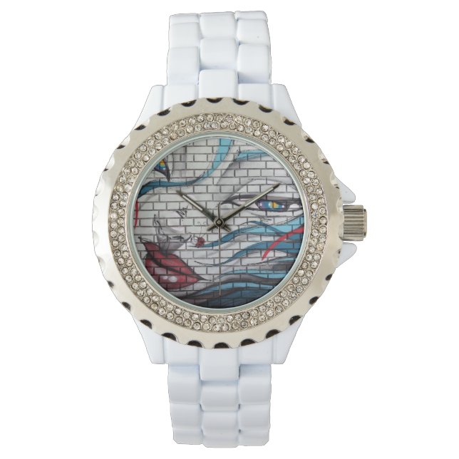 Aziatisch Meisje Graffiti Horloge (Voorkant)