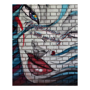 Aziatisch Meisje Graffiti Perfect Poster