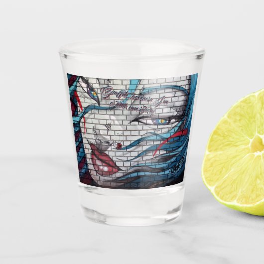 Aziatisch Meisje Graffiti  Shot Glas (Voorkant)