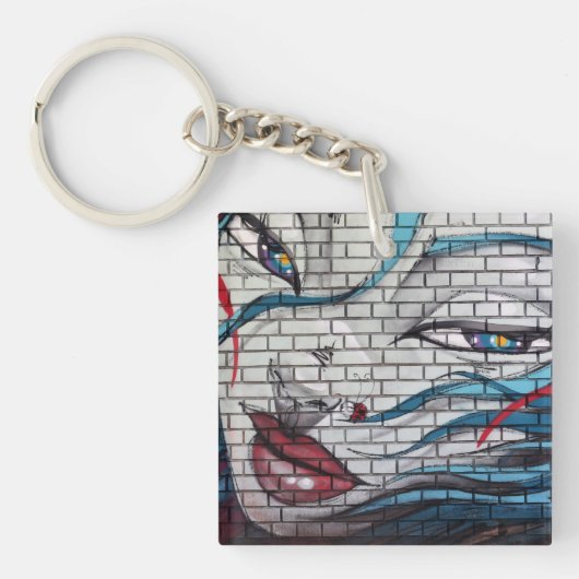 Aziatisch Meisje Graffiti Sleutelhanger (voorkant)