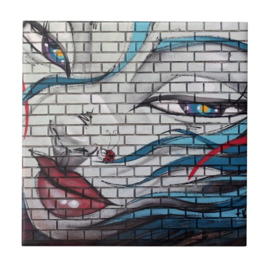 Aziatisch Meisje Graffiti Tegeltje (Voorkant)