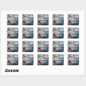 Aziatisch Meisje Graffiti Vierkante Sticker (Vel)