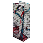 Aziatisch Meisje Graffiti Wijn Cadeautas (Achterkant Gekanteld)