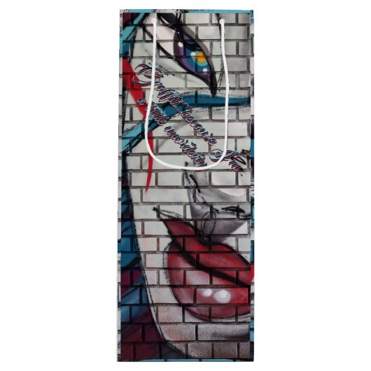 Aziatisch Meisje Graffiti Wijn Cadeautas (Voorkant)