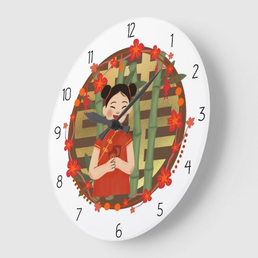 Aziatisch meisje grote klok (Hoek)