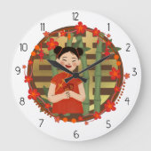 Aziatisch meisje grote klok (Voorkant)