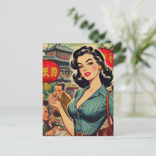  Aziatisch meisje illustratie Briefkaart (Staand voorkant)