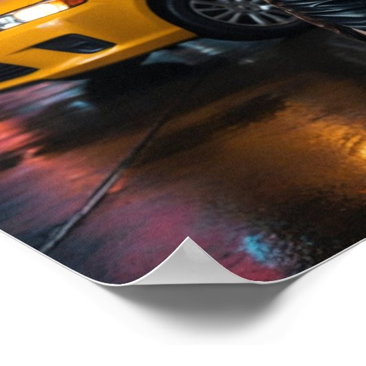 Aziatisch meisje in het nachtelijke stadslandschap poster (Hoek)