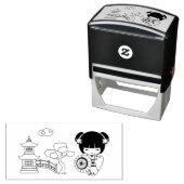 Aziatisch meisje met een groot bloedbad in Kimono  Zelfinktende Stempel (In situ)