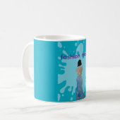 Aziatisch mode model met bob koffiemok (Voorkant links)