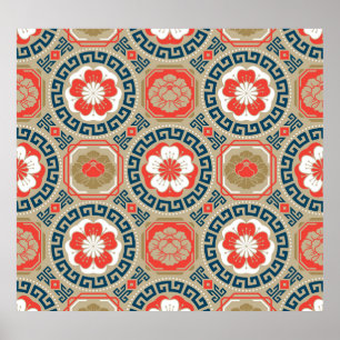 Aziatisch motief: Elegant geometrisch ontwerp Poster
