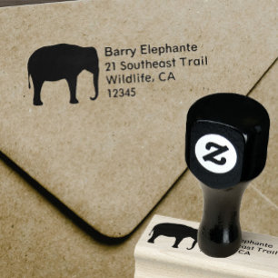 Aziatisch olifant silhouet retouradres rubberstempel
