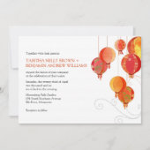 Aziatisch papier lantaarns wit bruiloft kaart (Voorkant)