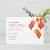 Aziatisch papier lantaarns wit bruiloft kaart (Staand voorkant)